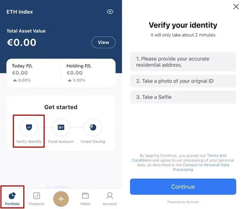 Cabital App：历史界面 · 账户概览与身份认证入口。